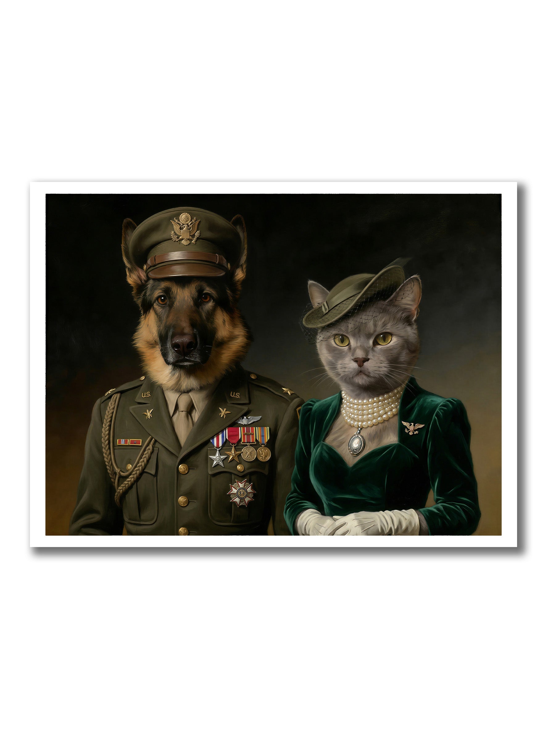 General and Lady:Custom 2 Pets Portrait