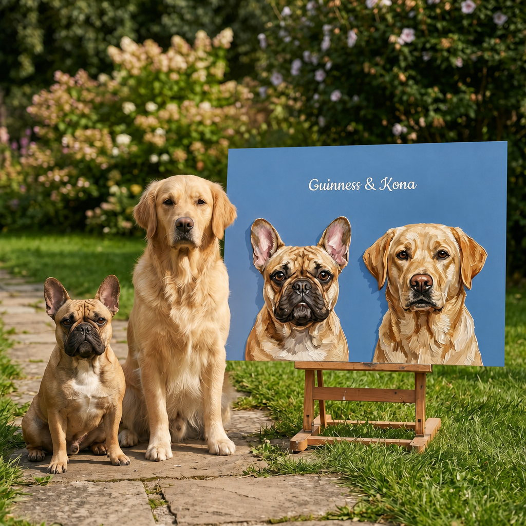 Custom Illustration-Style Portraits of Two Pets