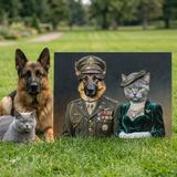 General and Lady:Custom 2 Pets Portrait