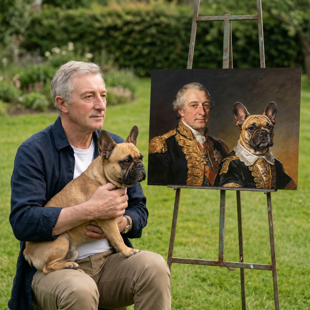 The Royal Companions: Custom Medieval Person & Dog Portrait