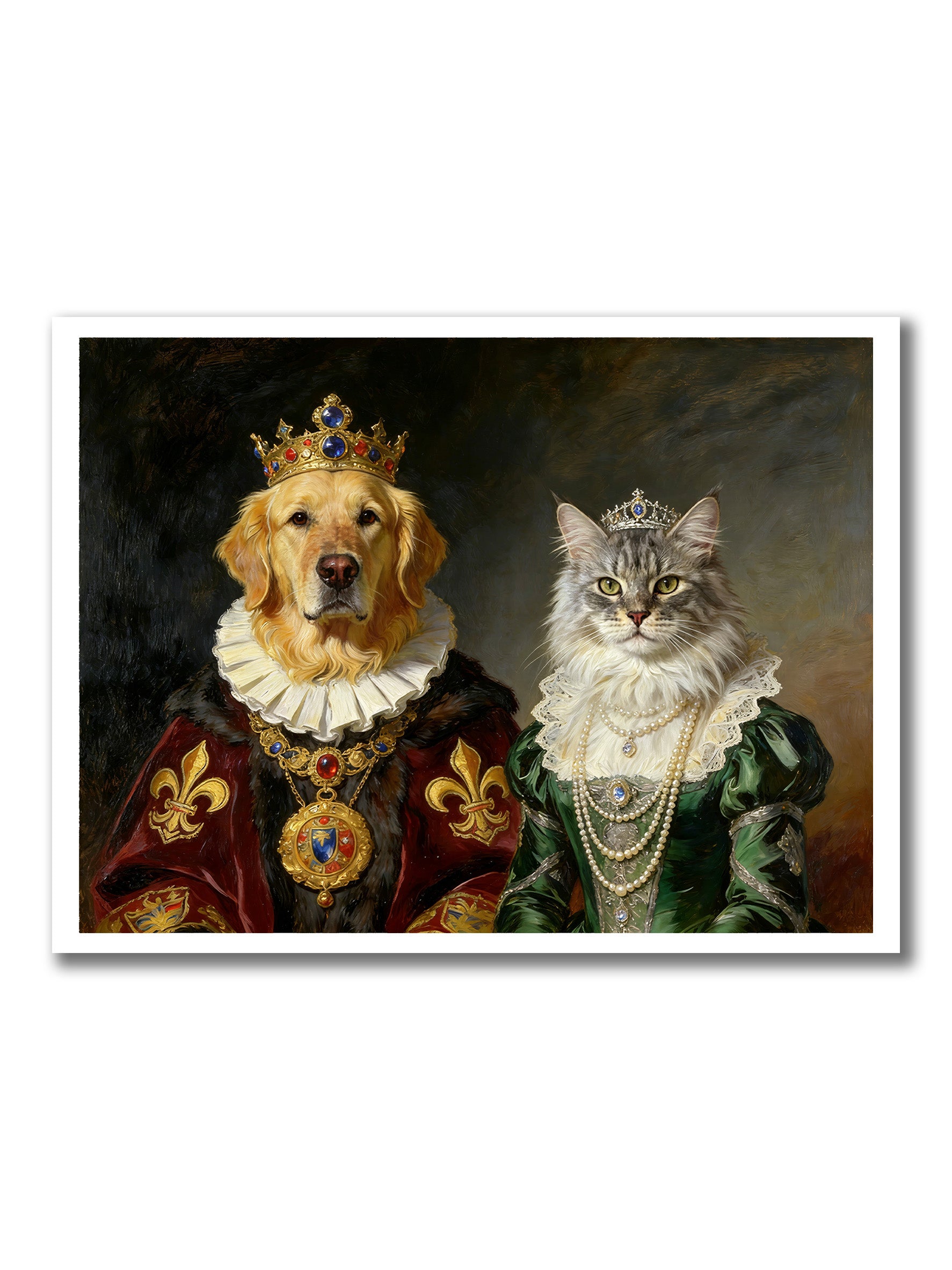 King and Queen:Custom 2 Pets Portrait