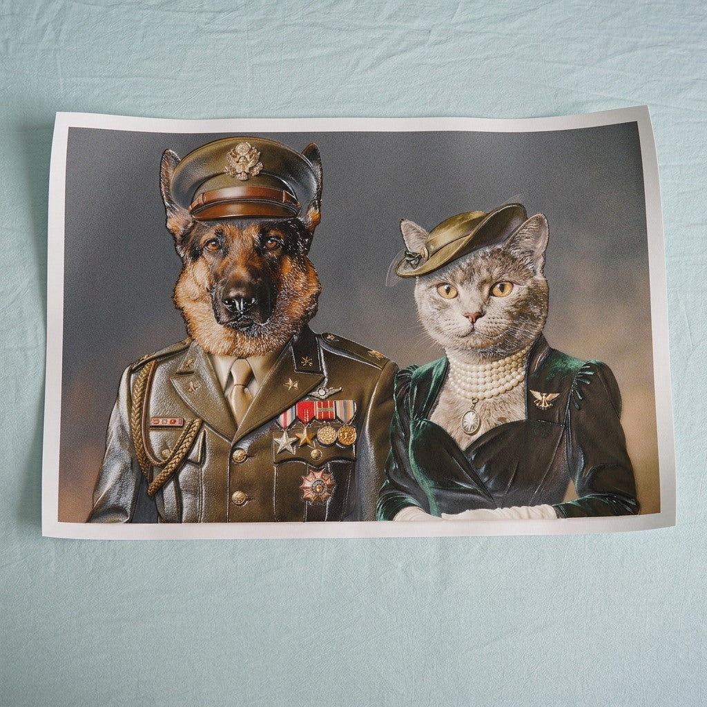 General and Lady:Custom 2 Pets Portrait
