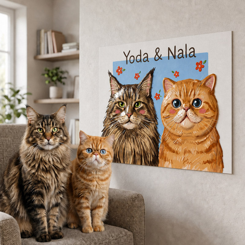Custom Cartoon-Style Portraits of Two Pets