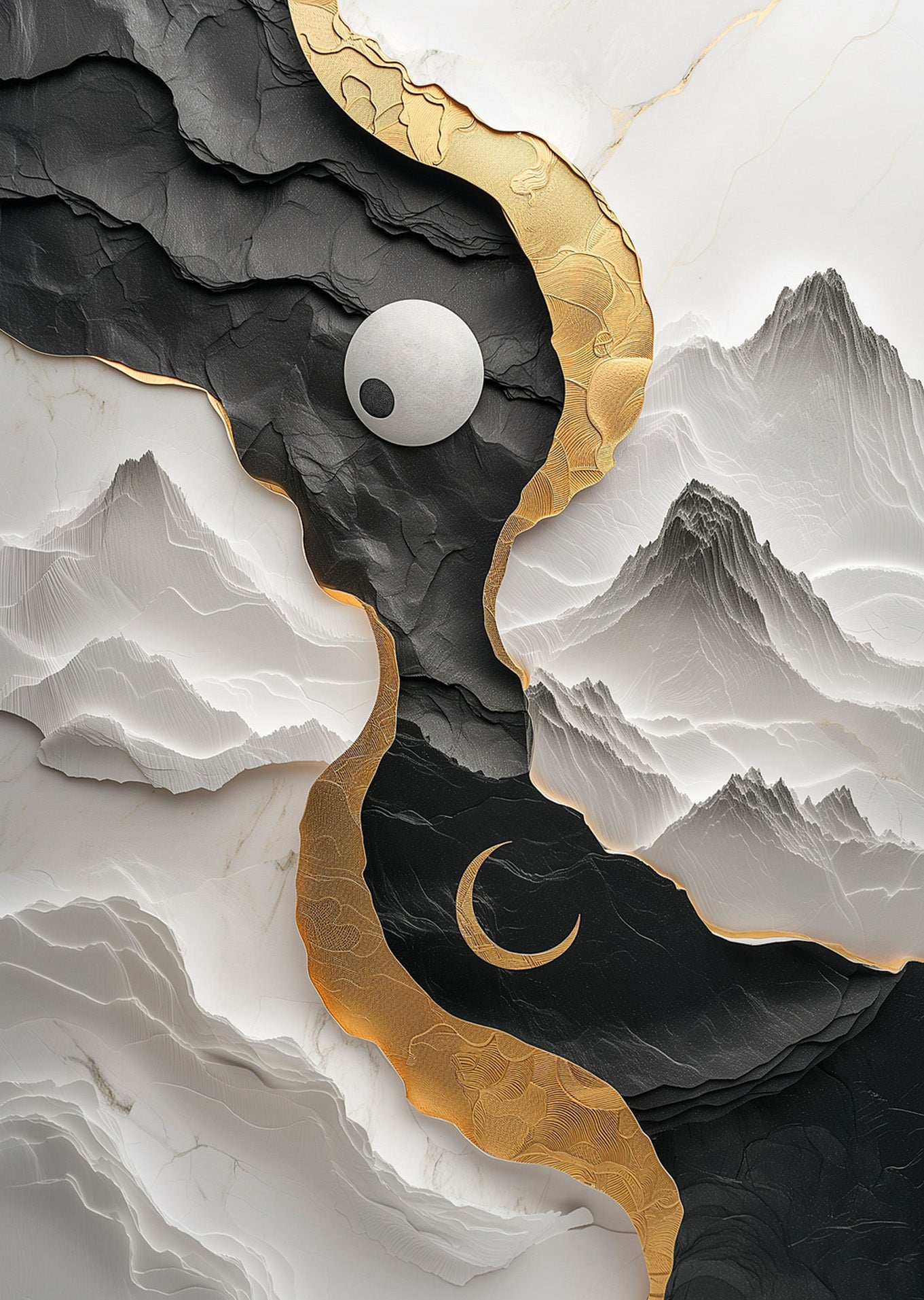 Abstract Zen Landscape: Sun and Moon