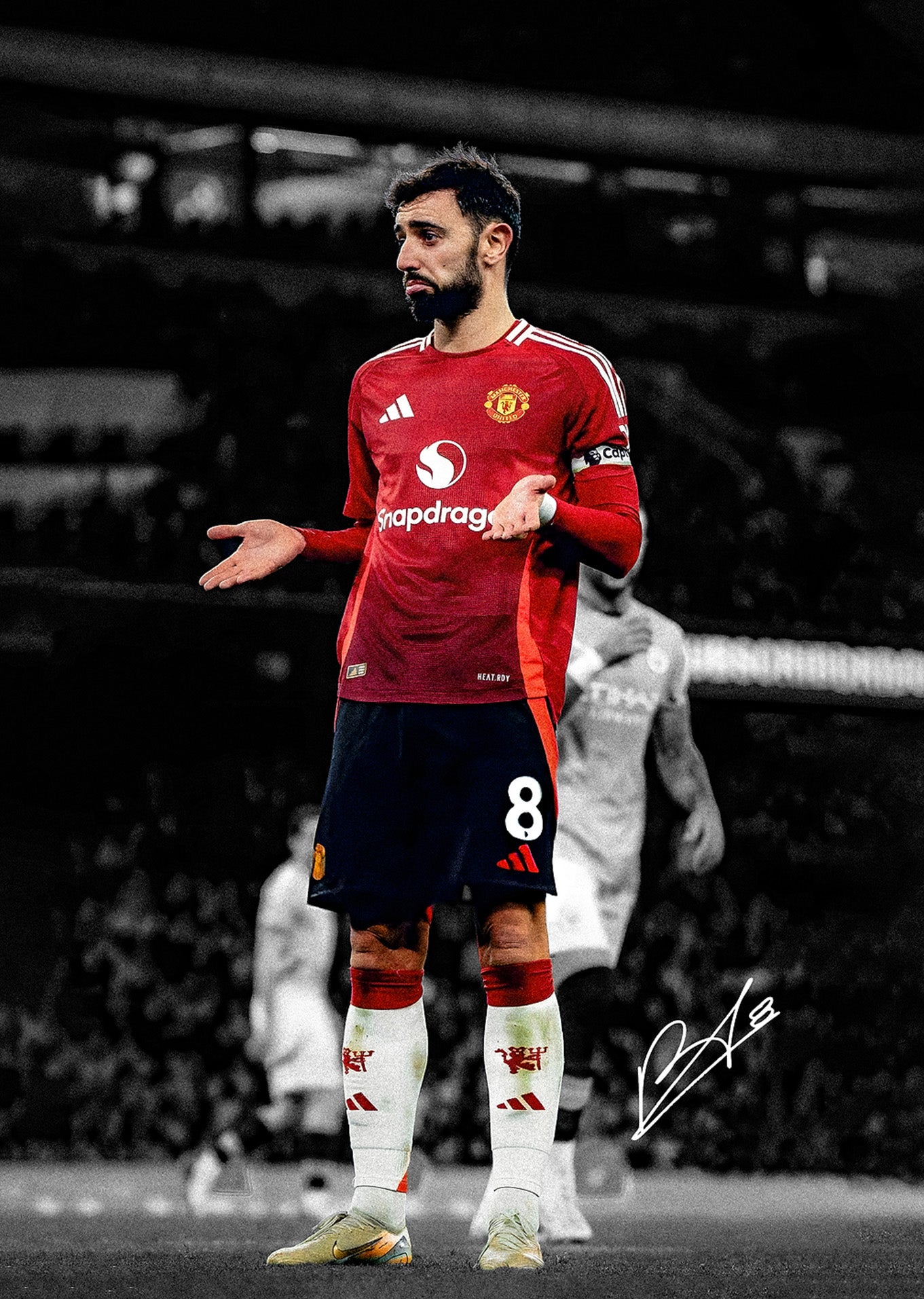 Bruno Fernandes: Manchester United Snapdragon Jersey Color Splash Poster