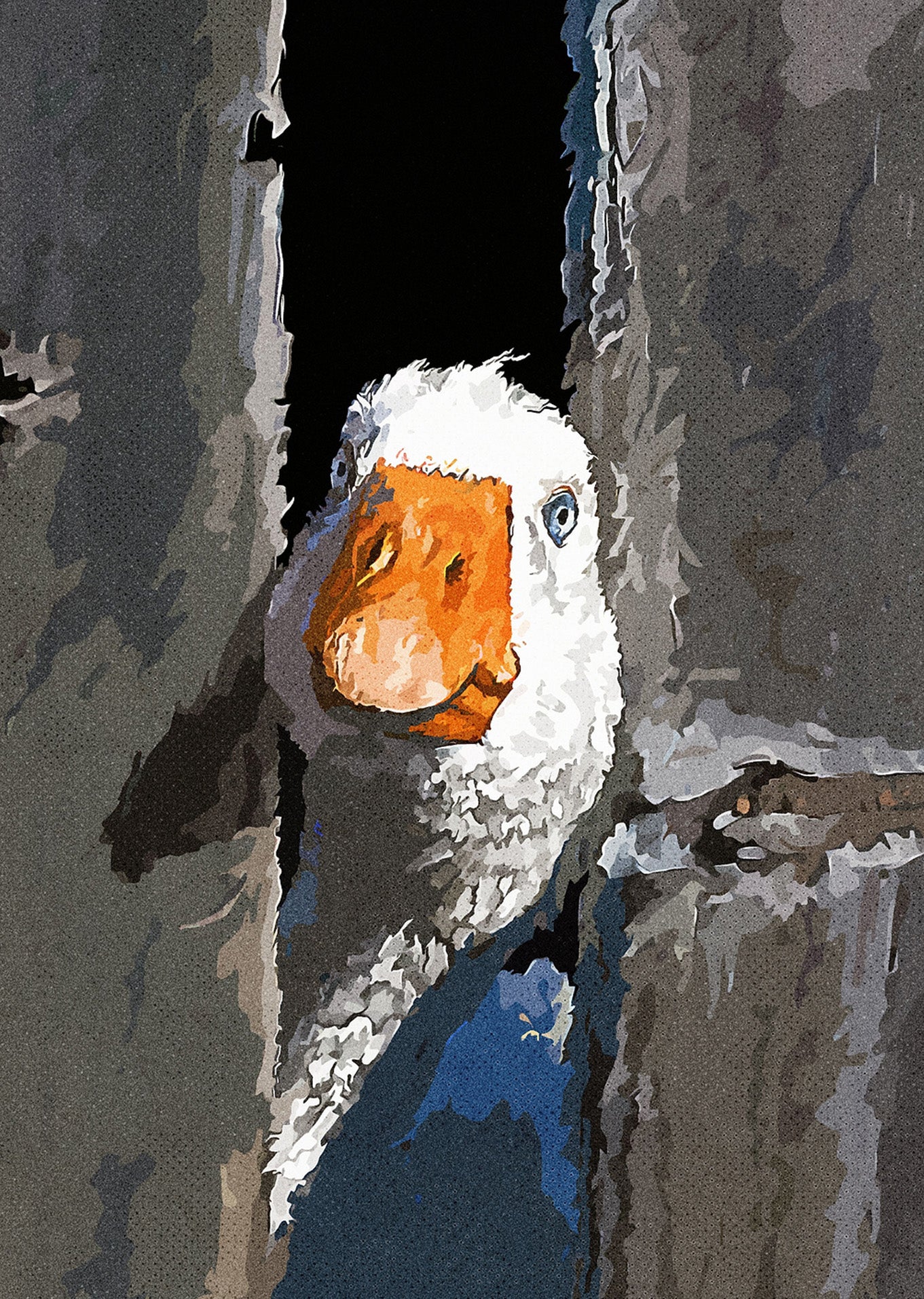 Curious Goose: Rustic Digital Painting