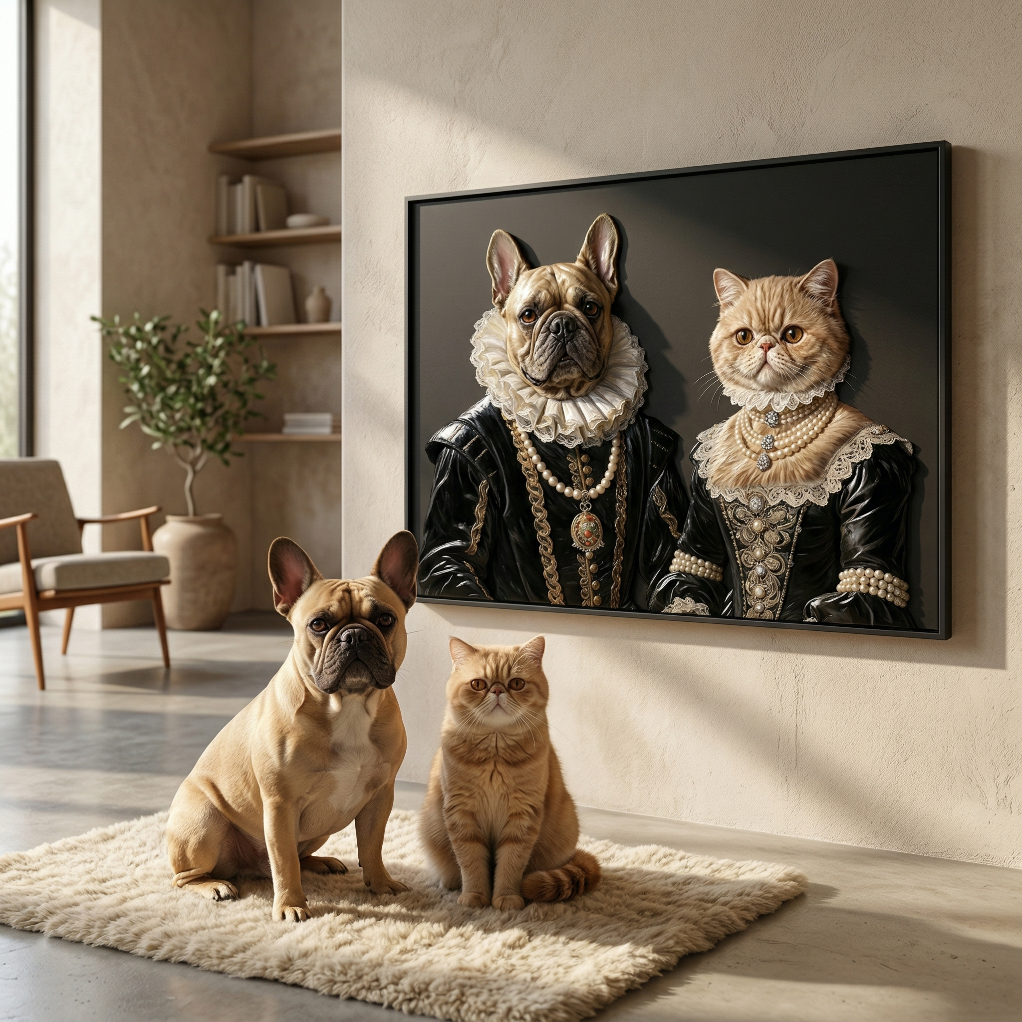 Noble Couple:Custom 2 Pets Portrait