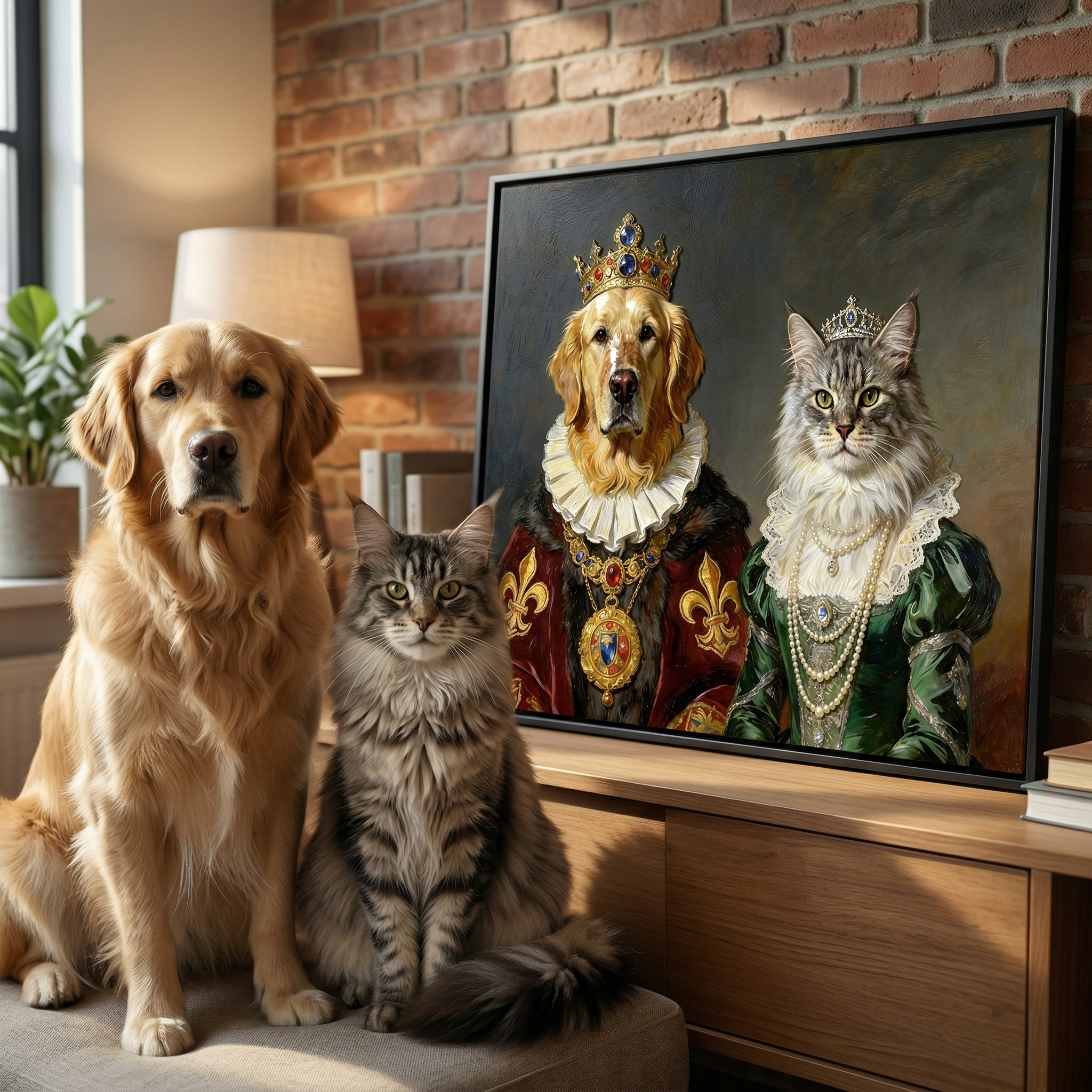 King and Queen:Custom 2 Pets Portrait