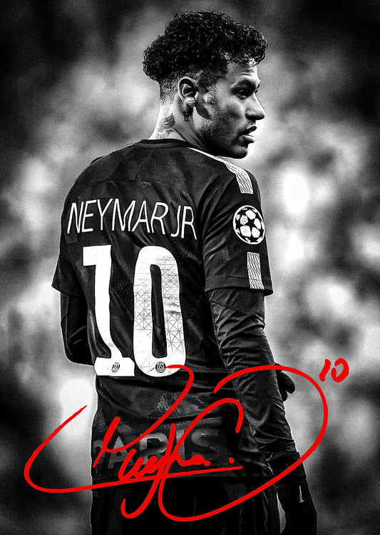 Neymar Jr: PSG Black and White Poster