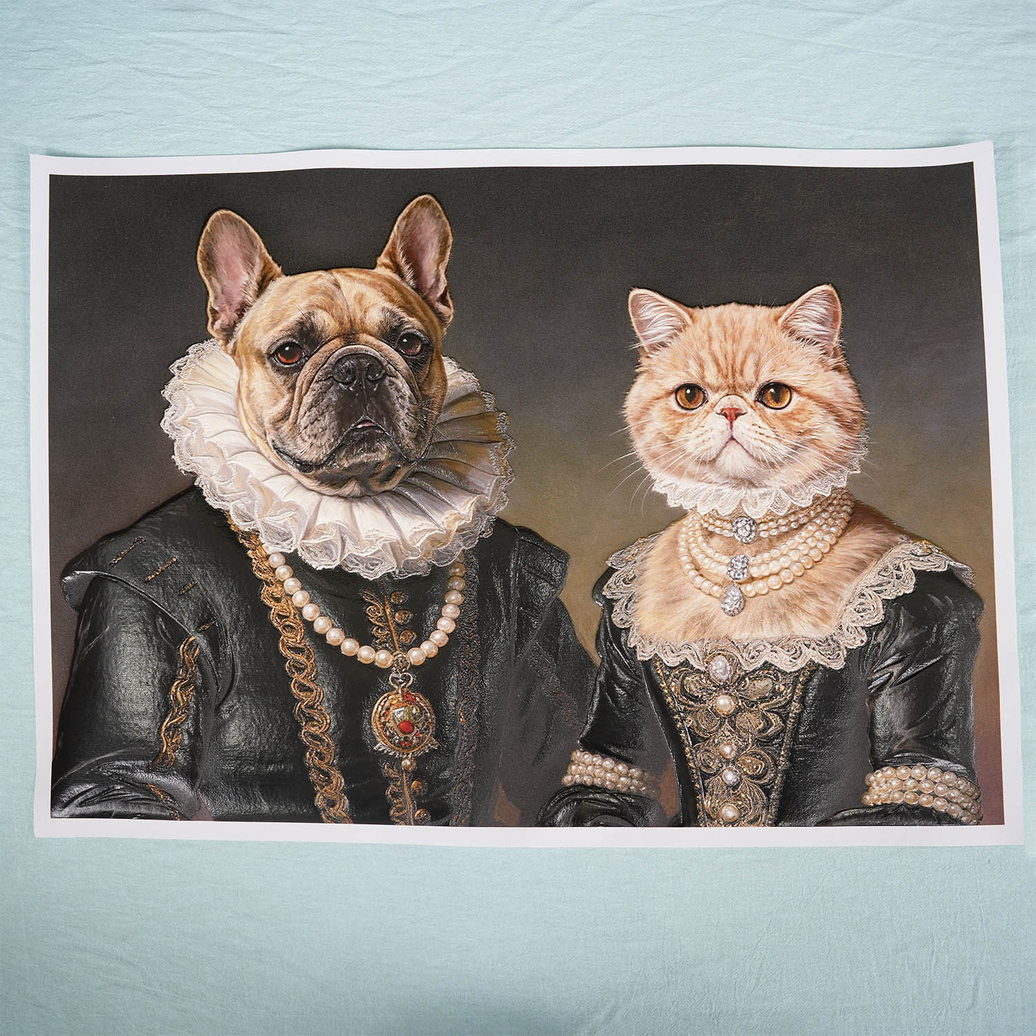 Noble Couple:Custom 2 Pets Portrait