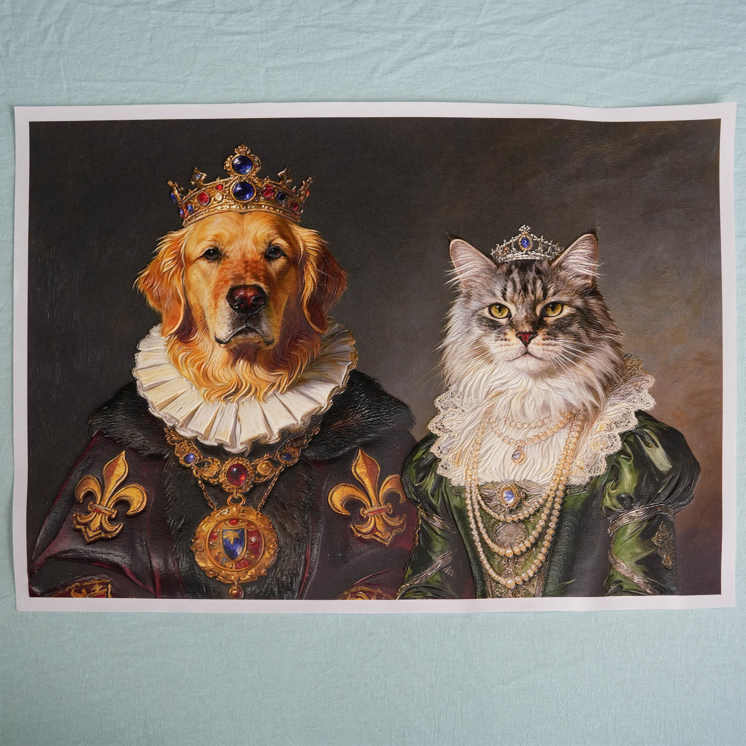 King and Queen:Custom 2 Pets Portrait
