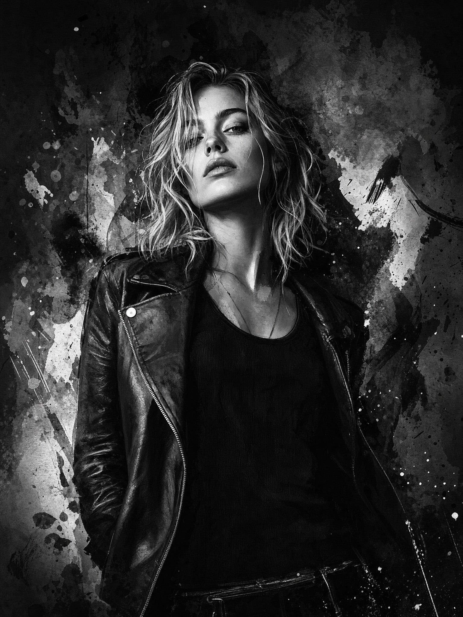 Custom Black & White Watercolor Portrait